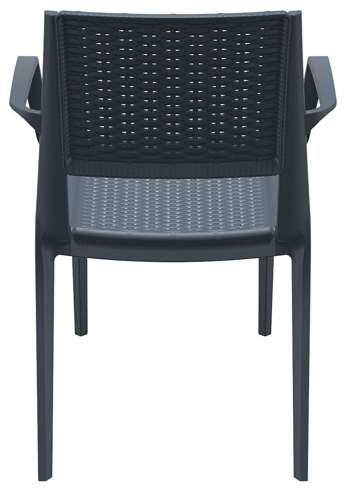 Capri Resin Dining Arm Chair, Dark Gray, Set of 2