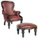 Set of Rococo Faux Leather Chair And Ottoman