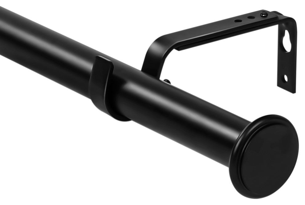 1" Bouton Drapery Curtain Rod, Black, 48"-84"