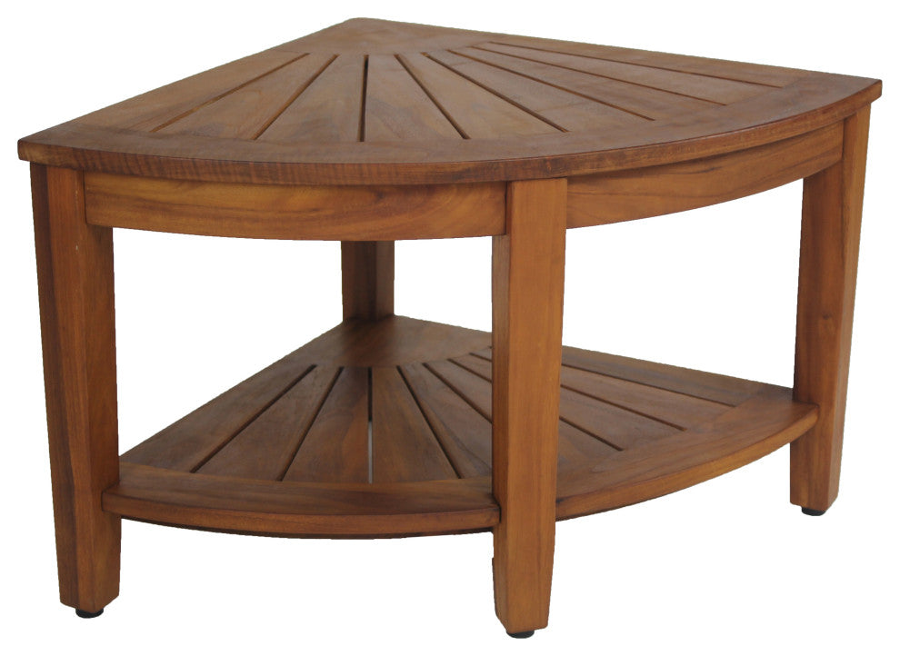 The Original 22" Kai™ Corner Teak Shower Bench with Shelf