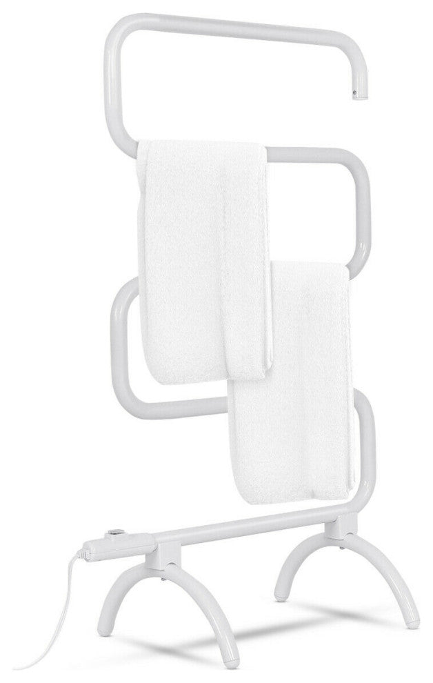 Costway 100W Electric Towel Warmer Drying Rack Freestanding Wall Mounted White