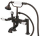Vintage 7" Spread Deck Mount Tub Faucet w/6" Risers & Handshower, Lever handles