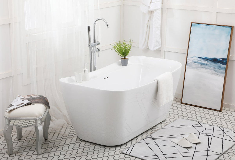 Holly 59" Soaking Bathtub, Glossy White