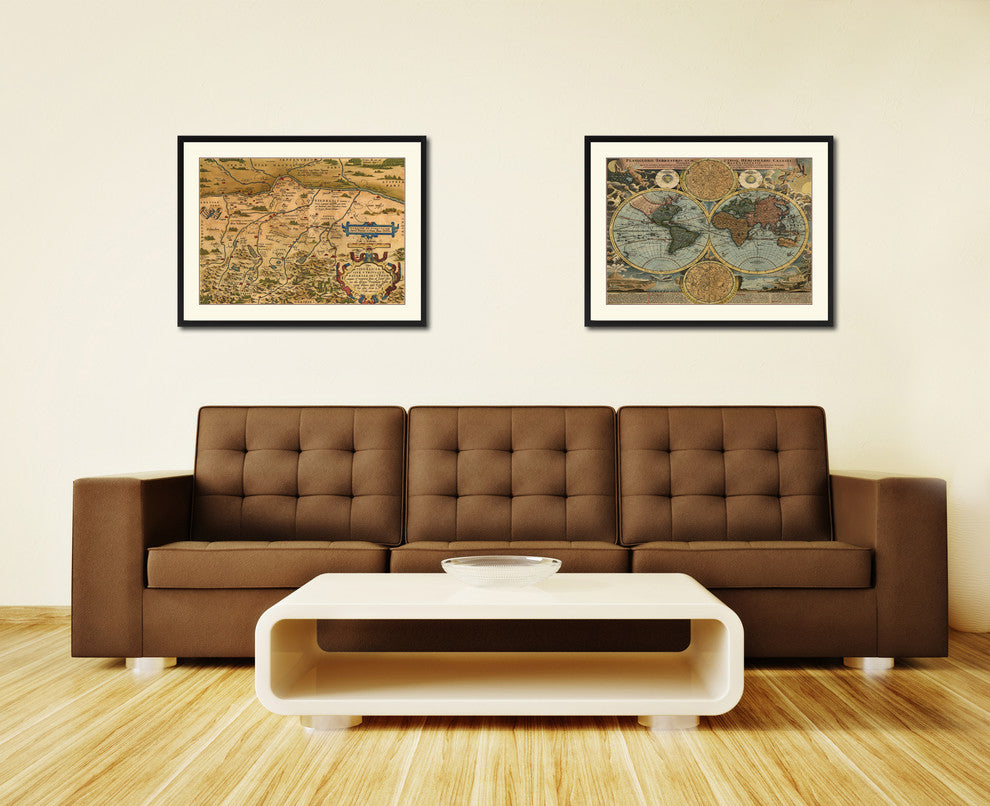Germany, Bavaria Map Print On Canvas With Black Frame, 28" X 37"