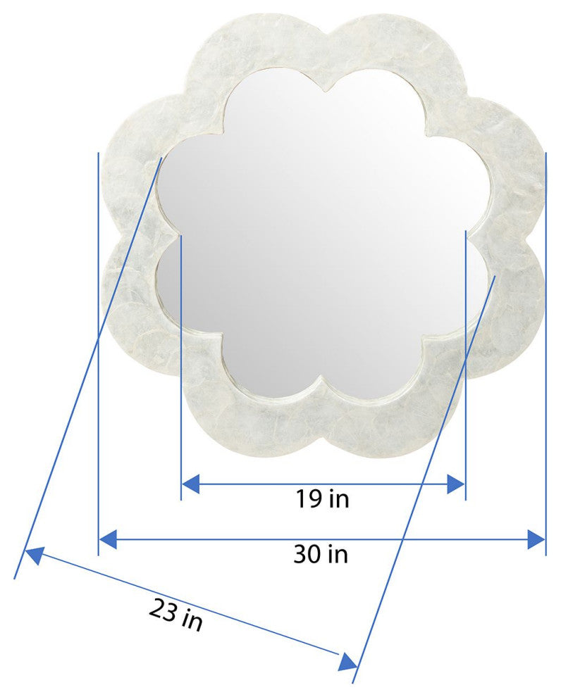 Flower Capiz Seashell Wall Mirror, White