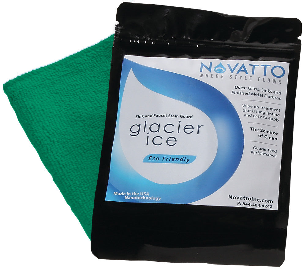 Novatto Diaccio Glass Vessel Sink and Drain, Chrome