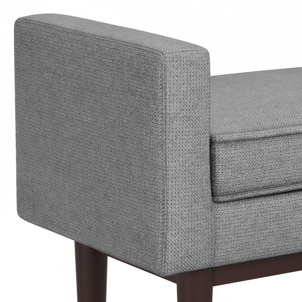 Scott Solid Hardwood Small Ottoman Bench, Pewter Grey