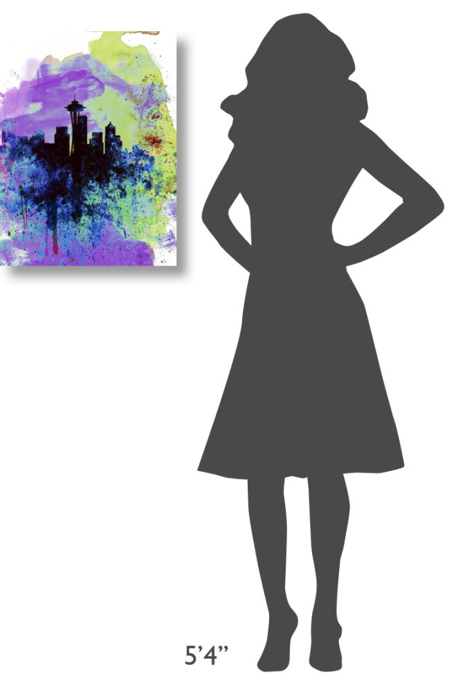 "Seattle Watercolor Skyline 1" Fine Art Print