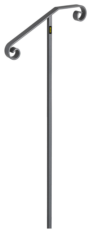 Handrails for 1 - 2 Steps Outdoor Stair Railing Single Post Iron Handrail, Gray