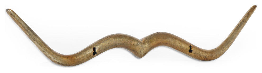 Blackshear Handcrafted Aluminum Mustache Wall Decor, Aged Brass