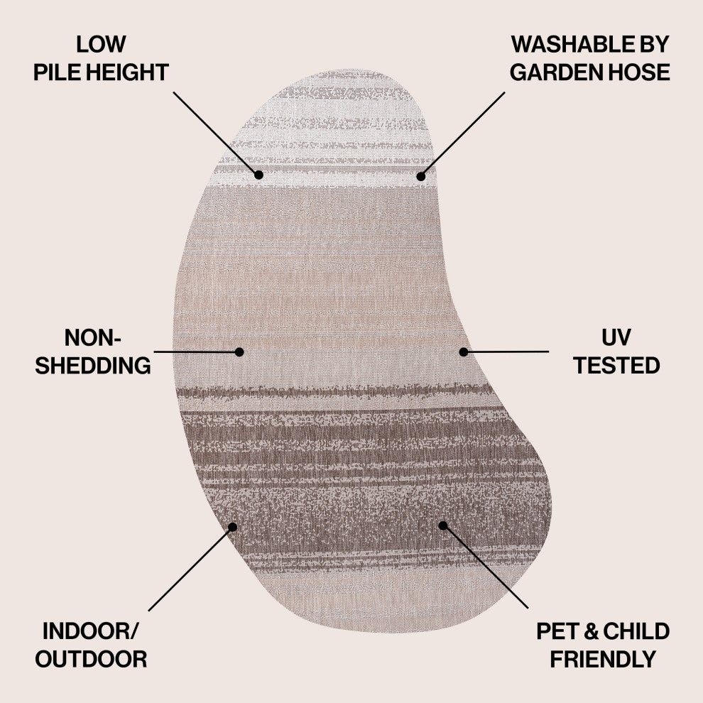 Evan Modern Rustic Organic Curve Indoor/Outdoor Shaped Area Rug