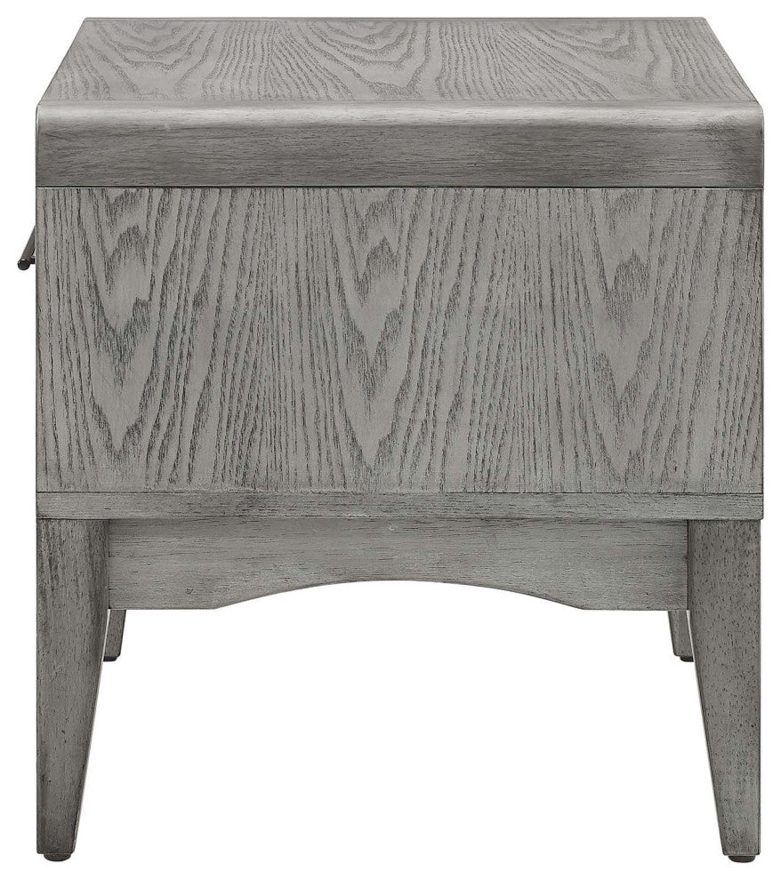 Platform Bed Chest Nightstand Set, Queen Size, Wood, Gray, Modern