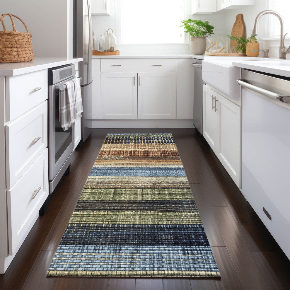 Machine Washable Indoor/Outdoor Chantille ACN1873 Blue 2'3" x 7'6" Runner Rug