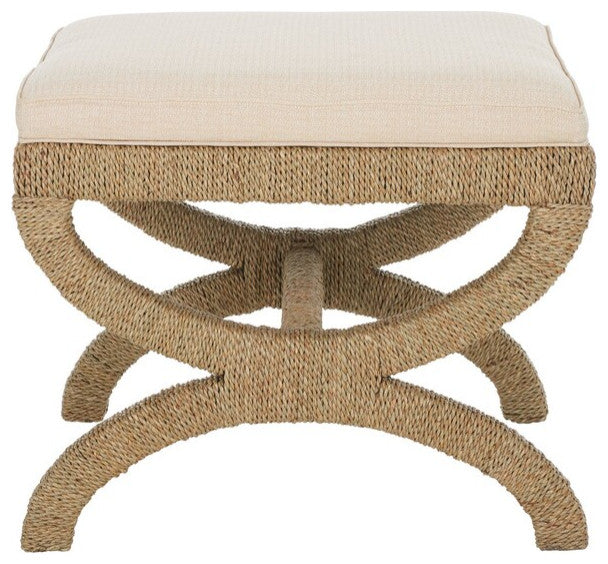 Safavieh Aikan Woven Sea Grass Ottoman Natural / Beige