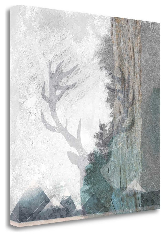 "Deer And Mountains 1" By Louis Duncan-He, Giclee Print on Gallery Wrap Canvas