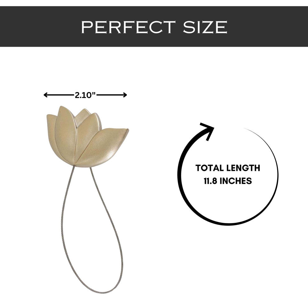 Magnetic Tulip Curtain Tieback "“ Elegant Resin Design with Strong Magnet, Gold, Pack of 1