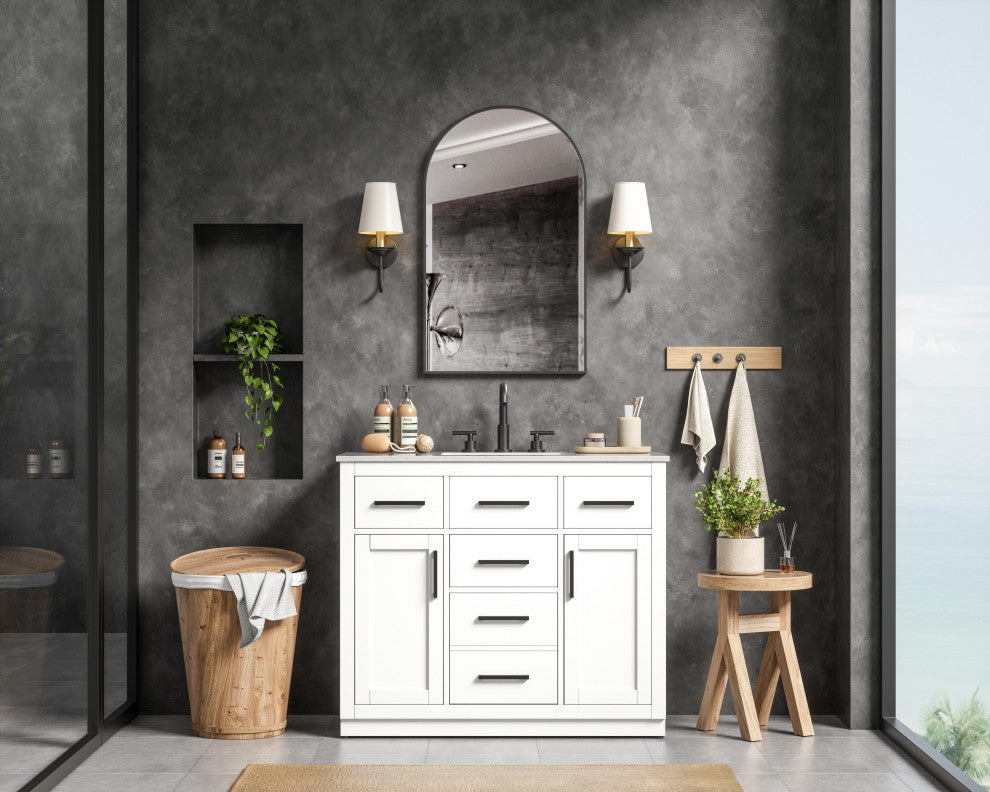 Home Living 42" Single Bathroom Vanity, White