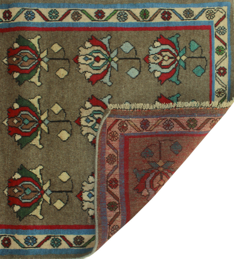 Fine Vintage Distressed Nazmiye Brown Runner