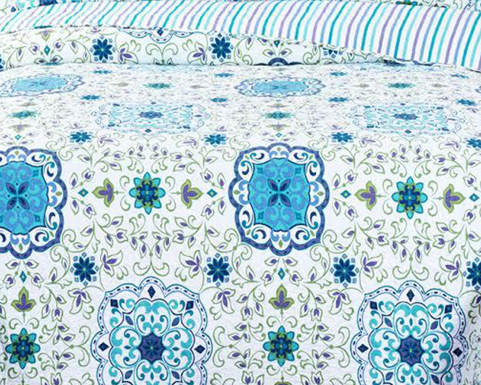 Arielle Oversized Printed Quilted Coverlet Set, Twin