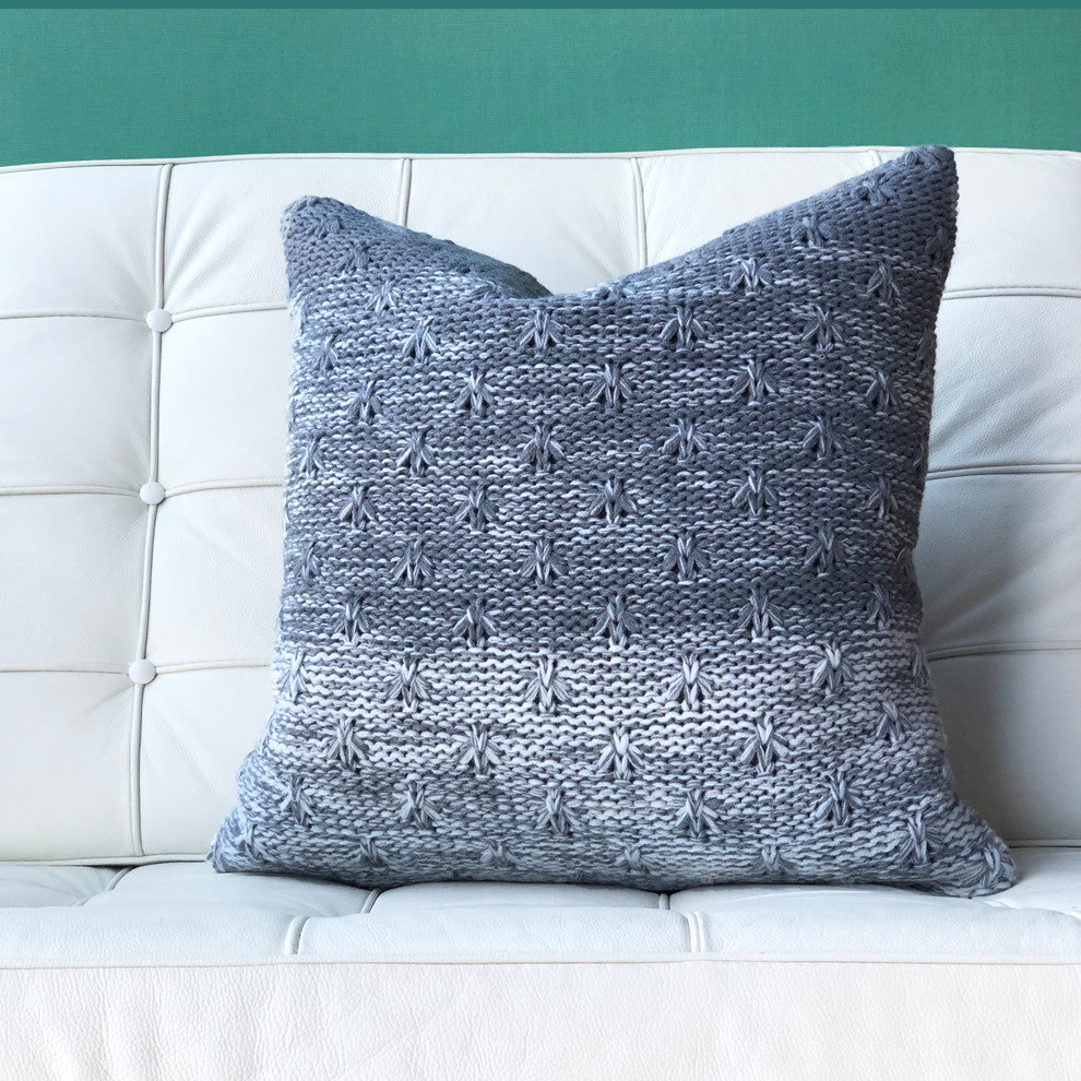 Pillow Decor, Hygge Storm Knit Pillow, Gray