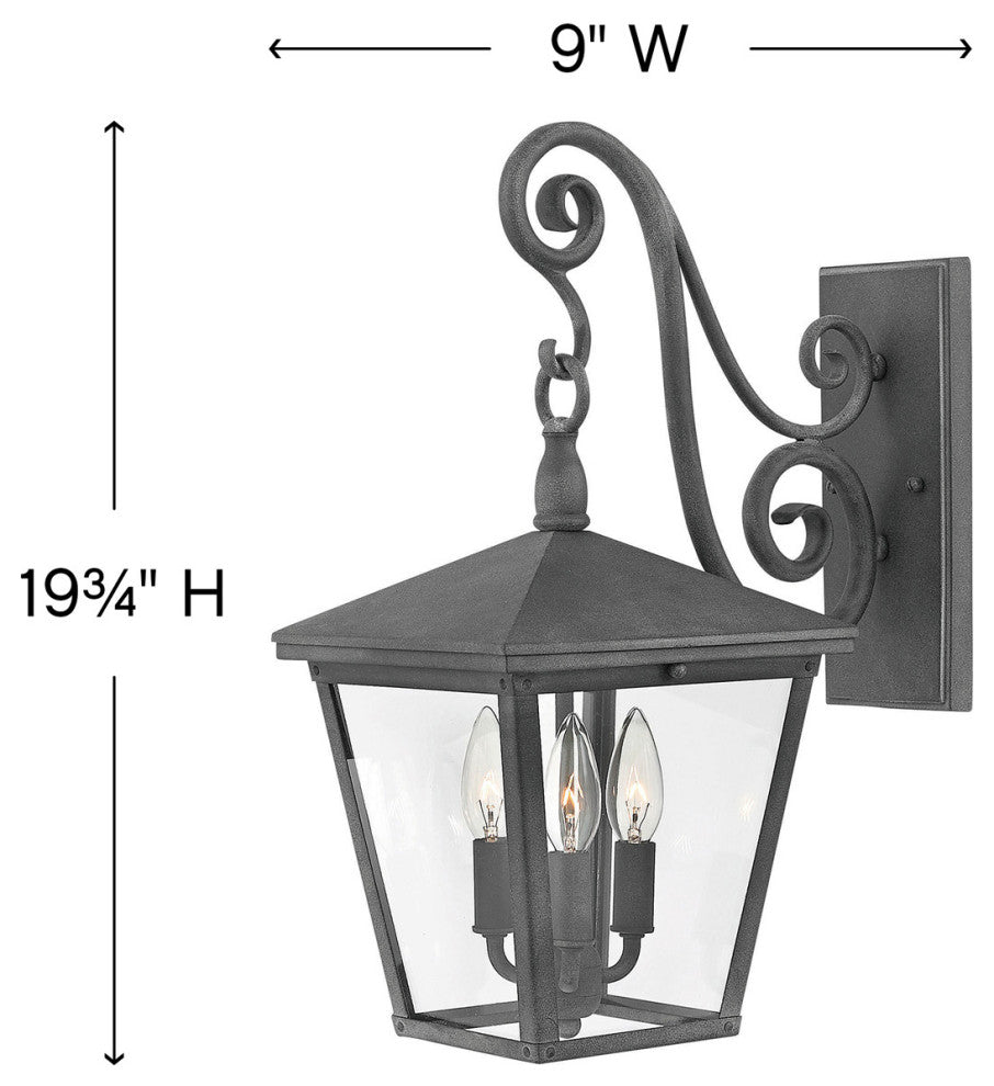 Hinkley Trellis Medium Wall Mount Lantern, Aged Zinc