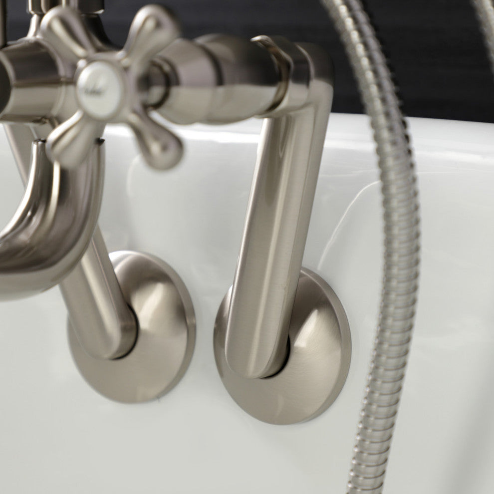 KS229SN Tub Wall Mount Clawfoot Tub Faucet With Hand Shower, Brushed Nickel