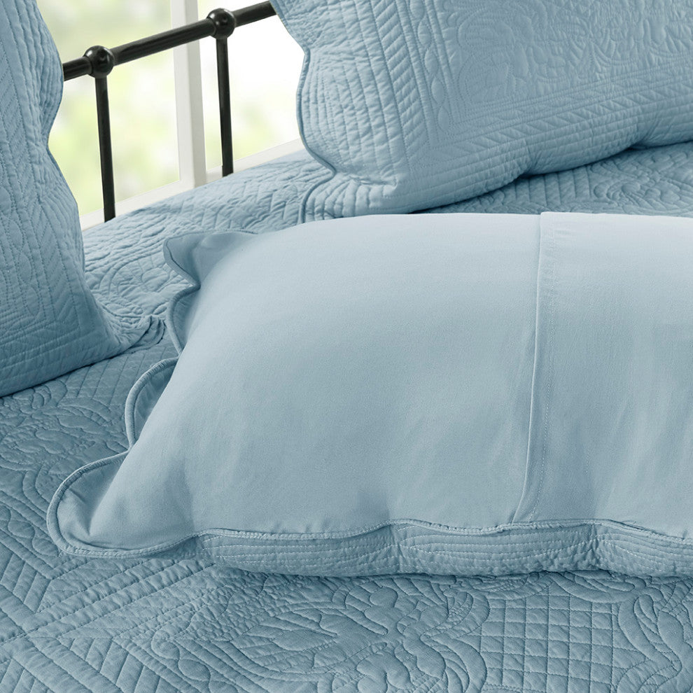 Madison Park Tuscany 6 Piece Reversible Scalloped Edge Daybed Cover Set, Blue