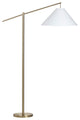 68.25"H Gold Steel Floor Lamp With White Linen Shade