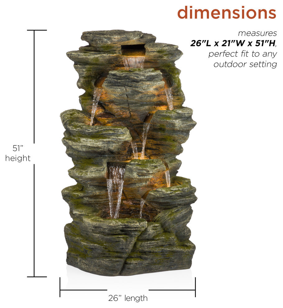 Rock Fountain with LED Lights