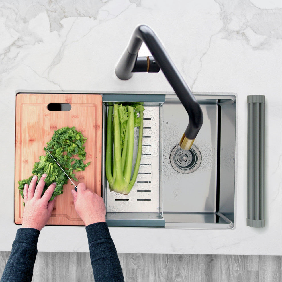 STYLISH 30"L x 19"W Stainless Steel Single Basin Undermount Kitchen Sink