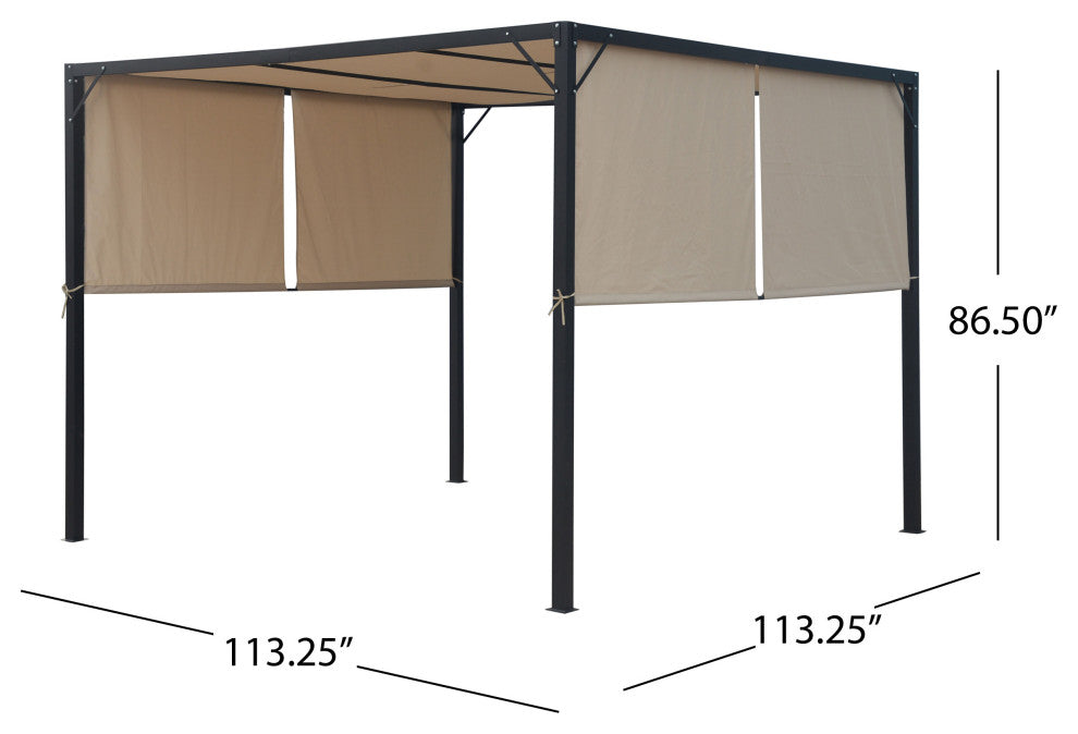 GDF Studio Wendy Outdoor Steel Framed 10' by 10' Gazebo, Beige