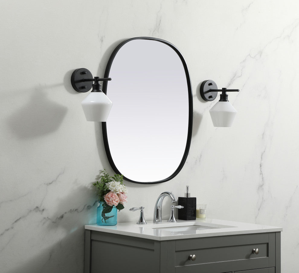 Metal Frame Oval Mirror 24X30 Inch, Black