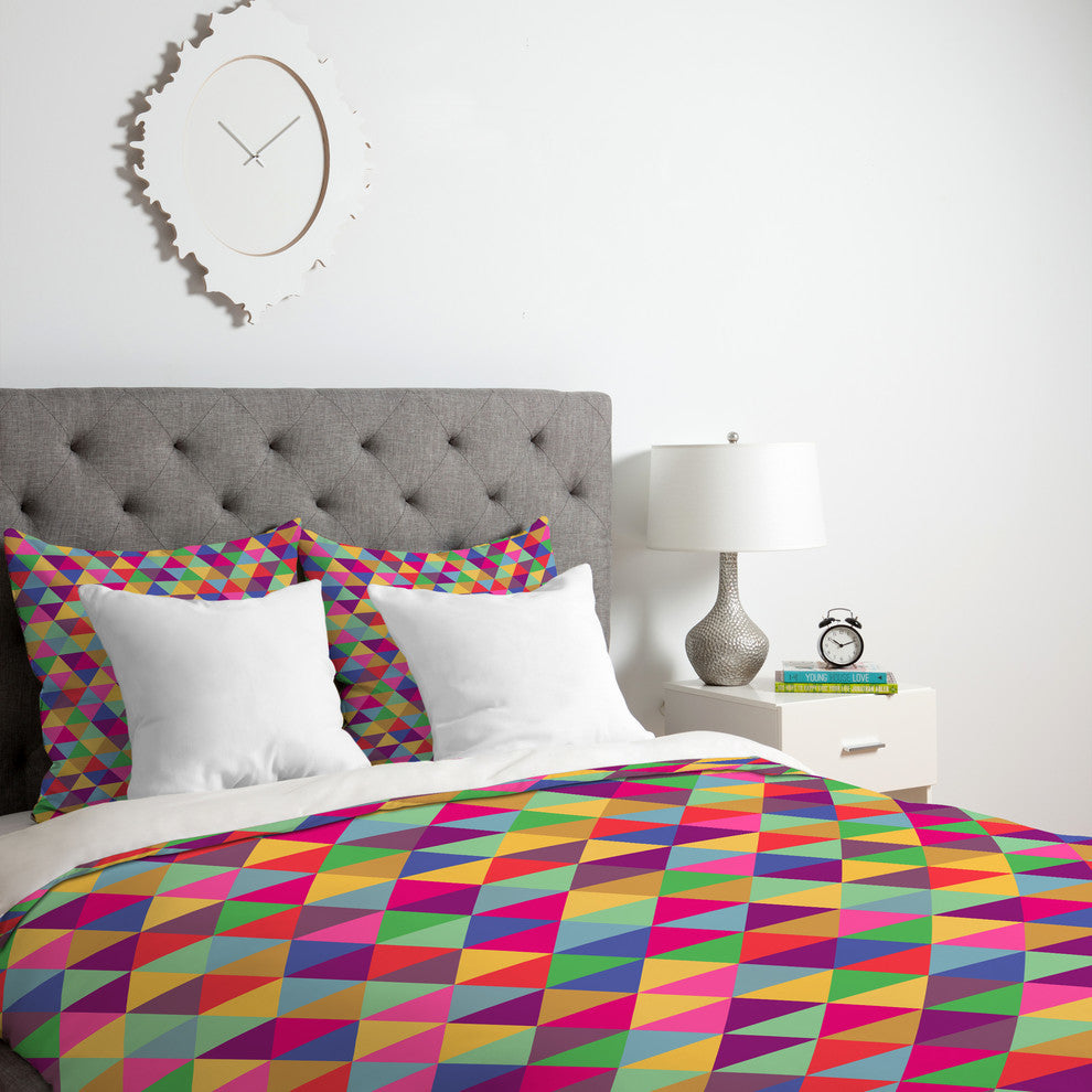 Deny Designs Bianca Green In Love With Triangles Duvet Cover - Lightweight