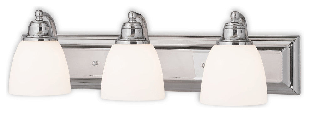 Handblown Satin Opal Bath Light, Chrome