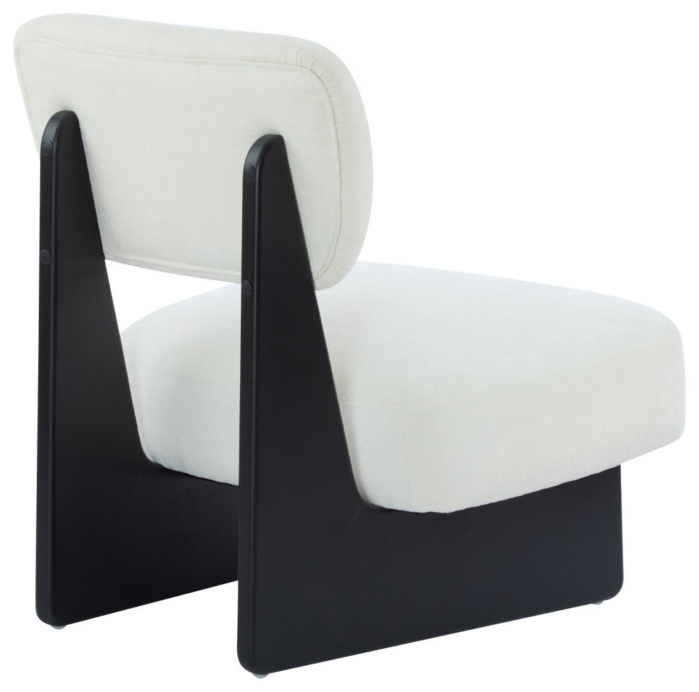 GDF Studio Modern Upholstered Accent Chairs, Base, Black/White, Set of 2