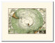 Antarctica South Pole Old Map Print On Canvas With Frame 16" X 21"