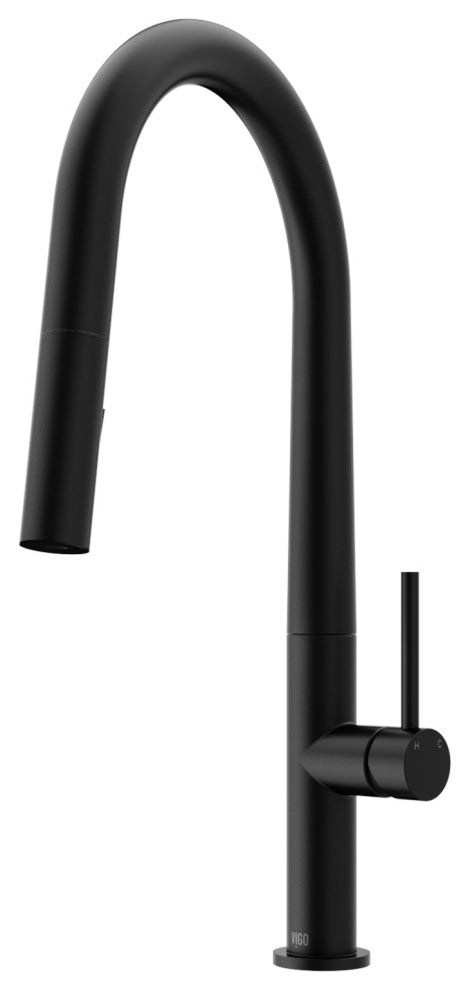 VIGO Greenwich 18" H Single Handle Pull-Down Sprayer Kitchen Faucet, Matte Black, No Sensor, Without Extras
