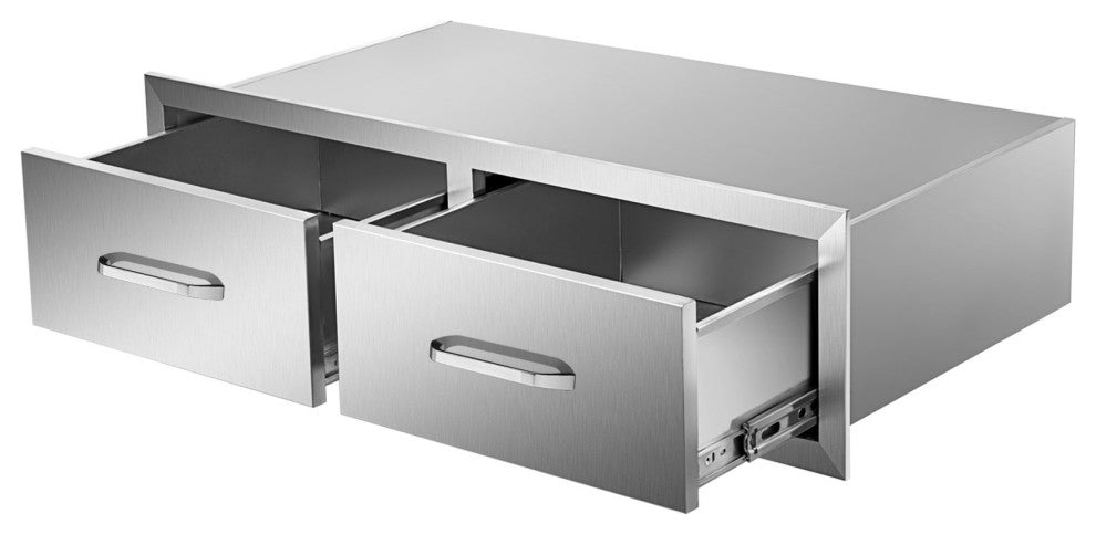 Outdoor Kitchen Drawers 30" W x 10" H x 20" D Horizontal Double BBQ Access