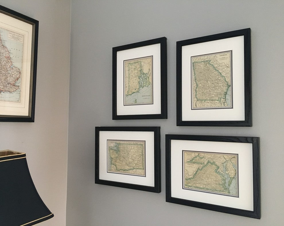 Vintage Virginia State Map, Framed Original Virginia Map- Authentic 1920s
