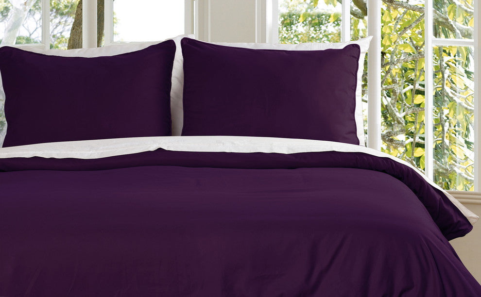 Lotus Home Water and Stain Resistant Duvet Cover Mini Set, Fig, Twin