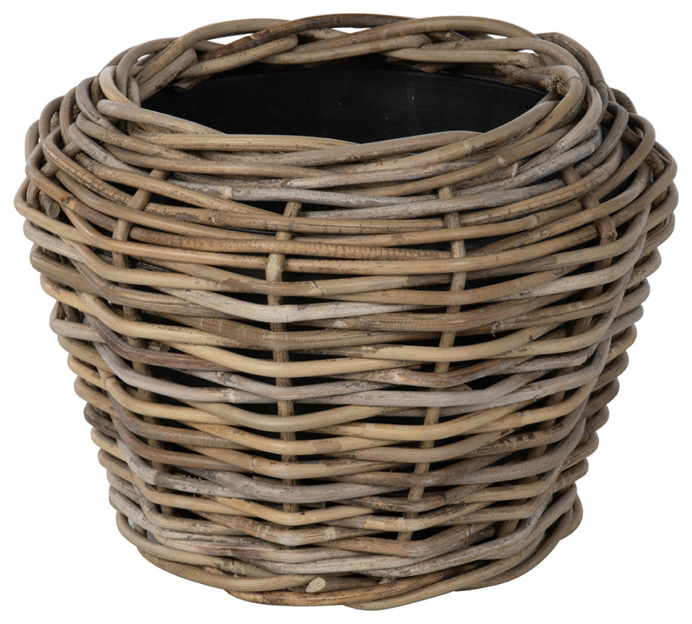 Rattan Kobo Indoor and Outdoor Planter Basket With Plastic Pot, X-Small