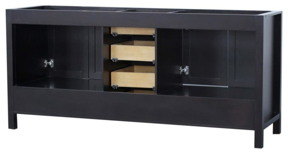 Ariel Cambridge 72" Double Sink Base Cabinet, Espresso