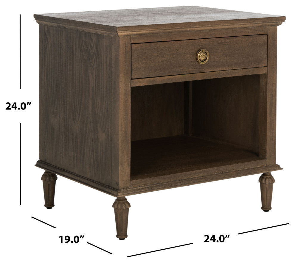 Safavieh Couture Lisabet 1 Drawer Wood Nightstand, Brown