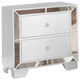 Benzara BM283145 Modern Wood Nightstand, 2 Drawers, Mirrored Edges, Clean White
