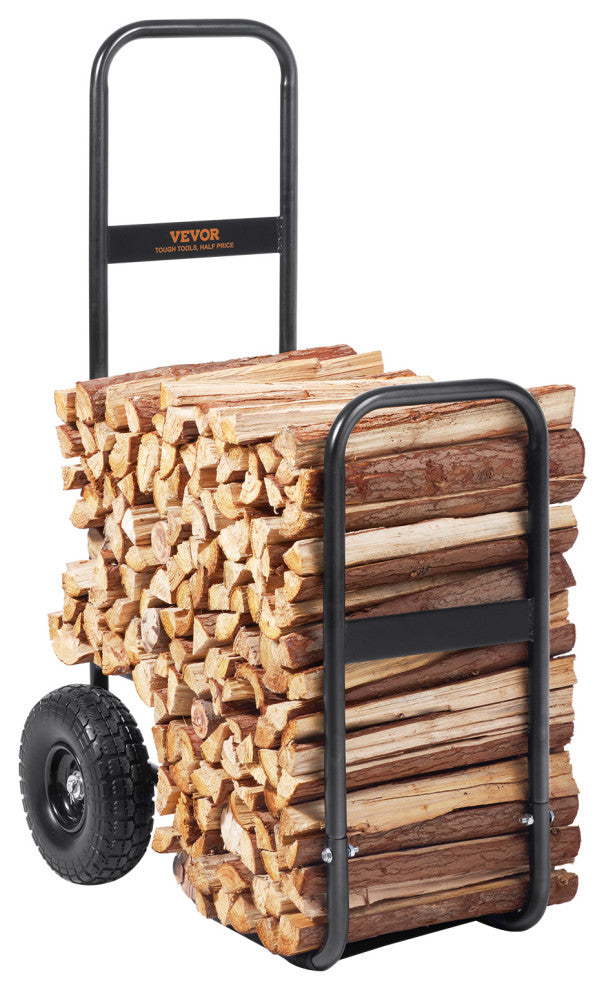 VEVOR Firewood Log Cart Wood Mover Hauler 250 lbs Capacity on PU Wheels Dolly