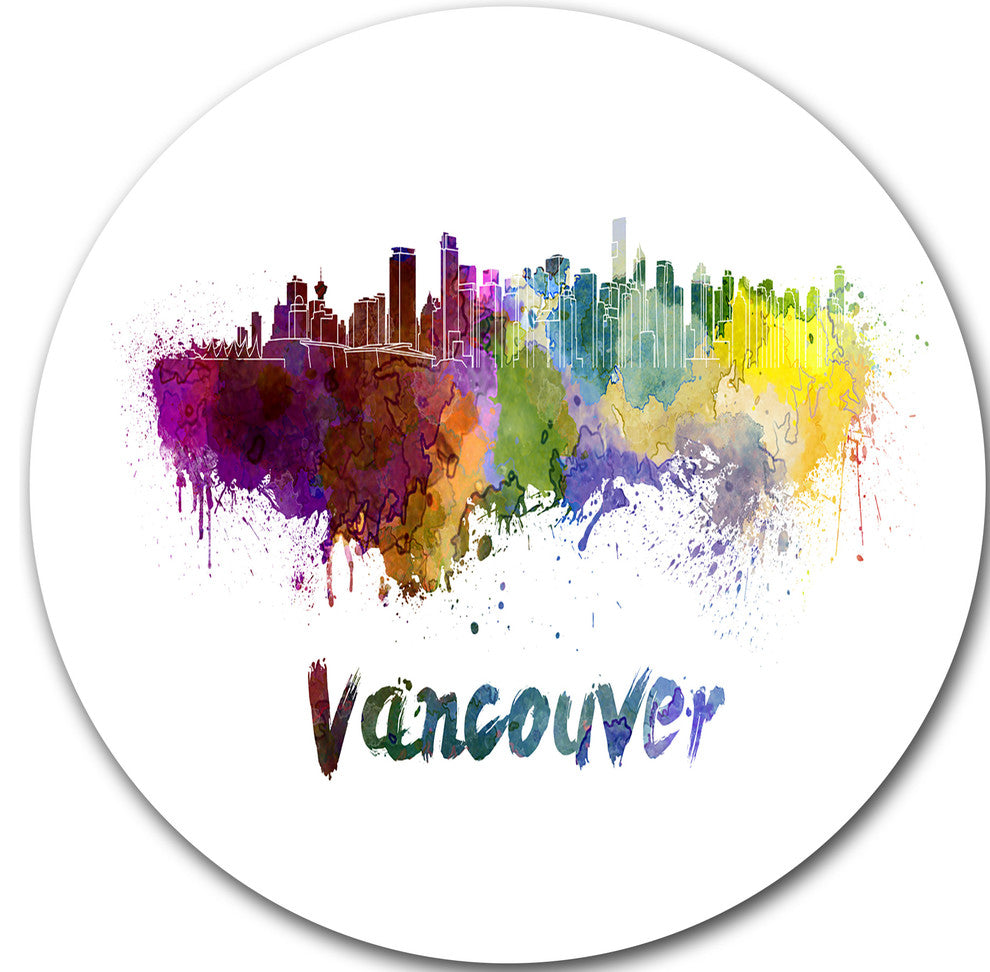 Vancouver Skyline, Cityscape Round Wall Art, 23"