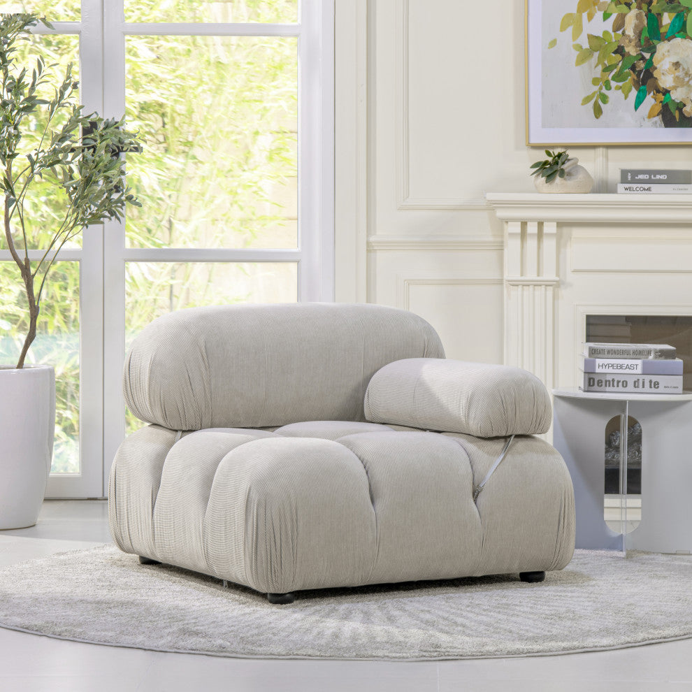 Marcel 36" Modular Arm Chair, Pebble Gray Corduroy