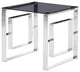 Mallory Smoked Glass Living Room End Table, Silver
