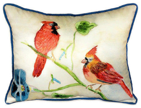 Pair of Betsy Drake Betsy"™s Cardinals Large Pillows 15 Inchx22 Inch