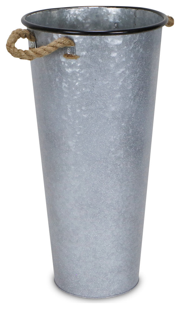 Rope Handle French Metal Planter, 27.5", 22"